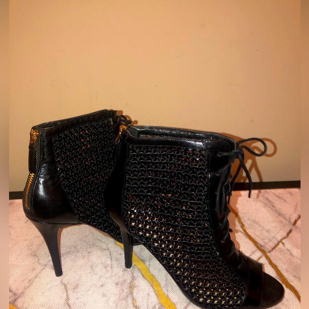 Nine West; very soft mesh black bootie; very nice, comfortable, sexy, and sassy